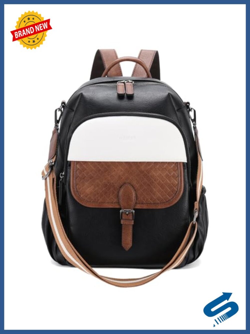 Faux Leather Backpack Purse Convertible Shoulder Bag 13in Laptop Medium